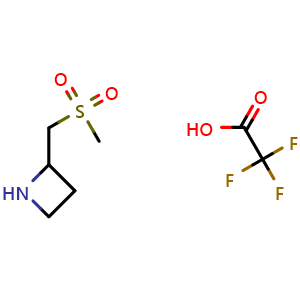 Chemical structure of 2-[(Methylsulfonyl)methyl]azetidine trifluoroacetate , CAS 3031785-14-2, AChemBlock AD276690