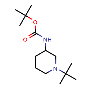 Chemical structure of 1-(tert-Butyl)-N-Boc-piperidin-3-amine , CAS 1281883-58-6, AChemBlock AD276691
