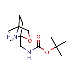 Chemical structure of 1-[(Boc-amino)methyl]-2-oxabicyclo[2.2.2]octan-4-amine , CAS 2248271-11-4, AChemBlock AD276692