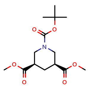 Chemical structure of Dimethyl cis-1-Boc-piperidine-3,5-dicarboxylate , CAS 175694-32-3, AChemBlock AD276696