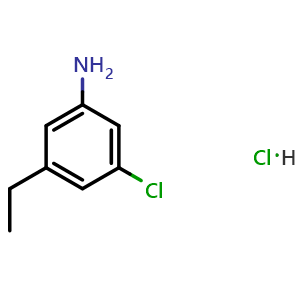 Chemical structure of 3-Chloro-5-ethylaniline hydrochloride , CAS 2639410-25-4, AChemBlock AD276698