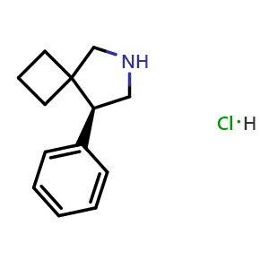 Chemical structure of (S)-8-Phenyl-6-azaspiro[3.4]octane hydrochloride , CAS 3052087-63-2, AChemBlock AD276700
