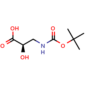 Chemical structure of (R)-3-(Boc-amino)-2-hydroxypropanoic acid , CAS 52558-23-3, AChemBlock AD276701