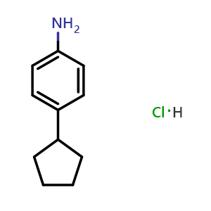 Chemical structure of 4-Cyclopentylaniline hydrochloride , CAS 2825005-36-3, AChemBlock AD276702