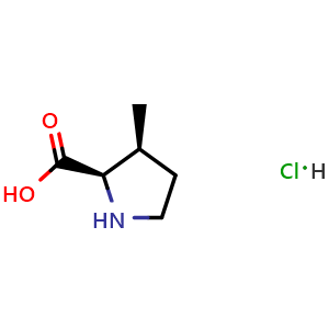 Chemical structure of (2R,3S)-3-Methylpyrrolidine-2-carboxylic acid hydrochloride , CAS 220426-89-1, AChemBlock AD276705