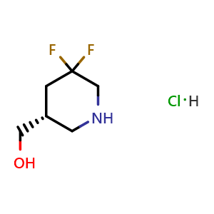 Chemical structure of (R)-(5,5-Difluoro-3-piperidyl)methanol hydrochloride , CAS 3067752-46-6, AChemBlock AD276707