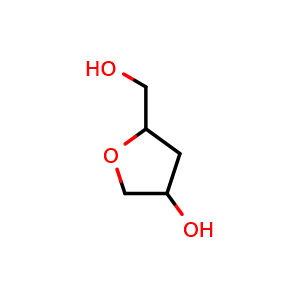 Chemical structure of 5-(Hydroxymethyl)tetrahydrofuran-3-ol , CAS 58534-88-6, AChemBlock AD276712