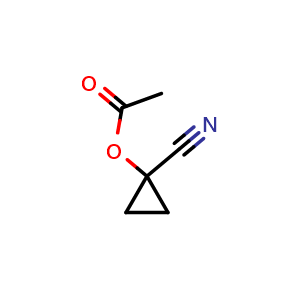 Chemical structure of 1-Cyanocyclopropyl acetate , CAS 87656-22-2, AChemBlock AD276733