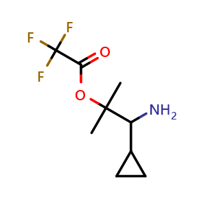 Chemical structure of 1-Amino-1-cyclopropyl-2-methyl-2-propanol trifluoroacetate , CAS 2089257-04-3, AChemBlock AD276738