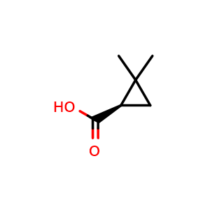 Chemical structure of (R)-2,2-Dimethylcyclopropanecarboxylic acid , CAS 28624-52-4, AChemBlock AD276741