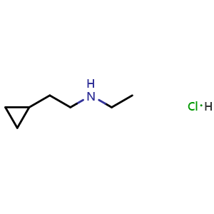 Chemical structure of 2-Cyclopropyl-N-ethylethanamine hydrochloride , CAS 405879-11-0, AChemBlock AD276747