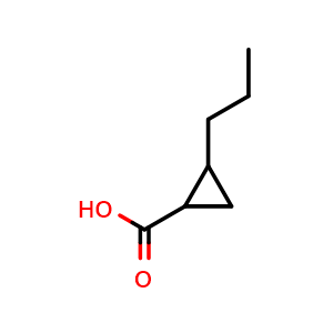 Chemical structure of 2-Propylcyclopropanecarboxylic acid , CAS 1211481-02-5, AChemBlock AD276752