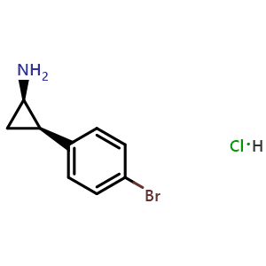 Chemical structure of cis-2-(4-Bromophenyl)cyclopropanamine hydrochloride , CAS 53581-73-0, AChemBlock AD276755