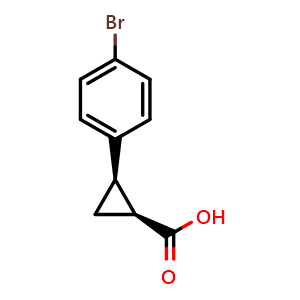 Chemical structure of (1S,2R)-2-(4-Bromophenyl)cyclopropanecarboxylic acid , CAS 2410654-80-5, AChemBlock AD276757