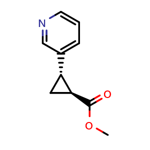 Chemical structure of Methyl (1S,2S)-2-(3-pyridyl)cyclopropanecarboxylate , CAS 2382426-18-6, AChemBlock AD276766