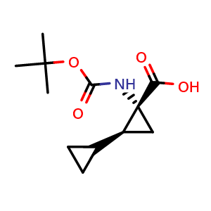 Chemical structure of (1S,2R)-2-(Boc-amino)-[1,1'-bi(cyclopropane)]-2-carboxylic acid , CAS 954272-50-5, AChemBlock AD276768