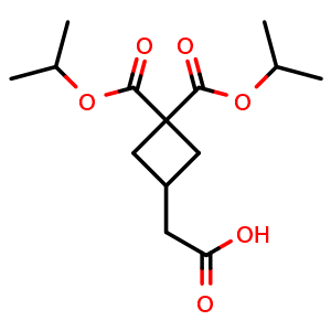 Chemical structure of 2-[3,3-Bis(isopropoxycarbonyl)cyclobutyl]acetic acid , CAS 1628783-90-3, AChemBlock AD276788