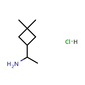 Chemical structure of 1-(3,3-Dimethylcyclobutyl)ethanamine hydrochloride , CAS 2408964-13-4, AChemBlock AD276793
