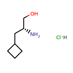 Chemical structure of (R)-2-Amino-3-cyclobutyl-1-propanol hydrochloride , CAS 2766305-10-4, AChemBlock AD276798