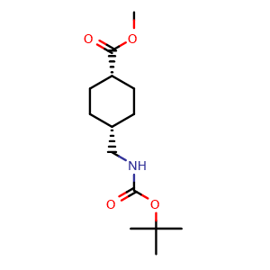 Chemical structure of Methyl cis-4-[(Boc-amino)methyl]cyclohexanecarboxylate , CAS 2705080-18-6, AChemBlock AD276802