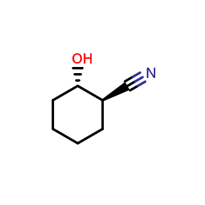 Chemical structure of (1R,2S)-2-Hydroxycyclohexanecarbonitrile , CAS 125356-62-9, AChemBlock AD276808