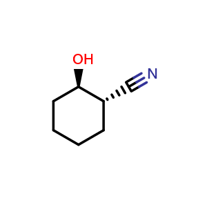Chemical structure of (1S,2R)-2-Hydroxycyclohexanecarbonitrile , CAS 125356-61-8, AChemBlock AD276809