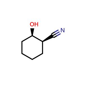 Chemical structure of (1R,2R)-2-Hydroxycyclohexanecarbonitrile , CAS 351218-24-1, AChemBlock AD276811
