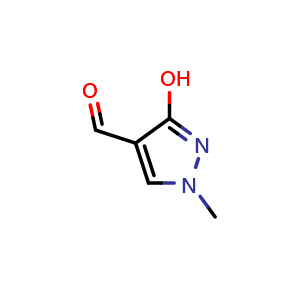 Chemical structure of 3-Hydroxy-1-methyl-1H-pyrazole-4-carbaldehyde , CAS 1503601-15-7, AChemBlock AD276820