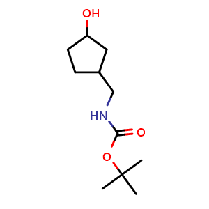 Chemical structure of 3-[(Boc-amino)methyl]cyclopentanol , CAS 1260796-43-7, AChemBlock AD276827