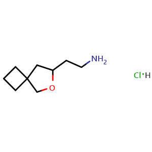 Chemical structure of 2-(6-Oxaspiro[3.4]octan-7-yl)ethanamine hydrochloride , CAS 2309456-37-7, AChemBlock AD276838