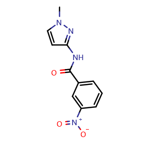 Chemical structure of N-(1-Methyl-3-pyrazolyl)-3-nitrobenzamide , CAS 1005683-63-5, AChemBlock AD276854