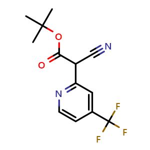 Chemical structure of tert-Butyl 2-cyano-2-(4-(trifluoromethyl)pyridin-2-yl)acetate , CAS 1402148-71-3, AChemBlock AD276873