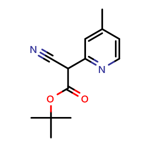 Chemical structure of tert-Butyl 2-cyano-2-(4-methylpyridin-2-yl)acetate , CAS 1391740-06-9, AChemBlock AD276874