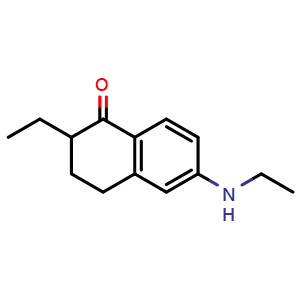 Chemical structure of 2-Ethyl-6-(ethylamino)-3,4-dihydronaphthalen-1(2H)-one , CAS 1391740-55-8, AChemBlock AD276875