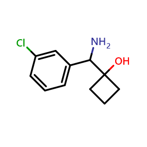 Chemical structure of 1-(Amino(3-chlorophenyl)methyl)cyclobutanol , CAS 1402152-80-0, AChemBlock AD276885