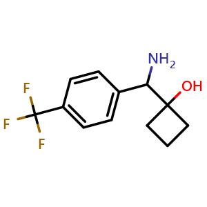 Chemical structure of 1-(Amino(4-(trifluoromethyl)phenyl)methyl)cyclobutanol , CAS 1402152-90-2, AChemBlock AD276887