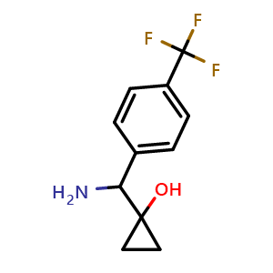 Chemical structure of 1-(Amino(4-(trifluoromethyl)phenyl)methyl)cyclopropanol , CAS 1402149-45-4, AChemBlock AD276890