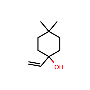 Chemical structure of 4,4-Dimethyl-1-vinylcyclohexanol , CAS 21378-16-5, AChemBlock AD276892