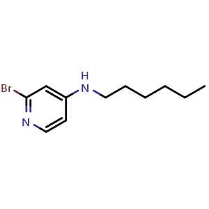 Chemical structure of 2-Bromo-N-hexylpyridin-4-amine , CAS 1823372-75-3, AChemBlock AD276894