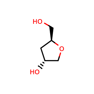 Chemical structure of trans-5-(Hydroxymethyl)tetrahydrofuran-3-ol , CAS 164267-54-3, AChemBlock AD276905