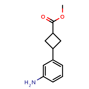 Chemical structure of Methyl 3-(3-Aminophenyl)cyclobutanecarboxylate , CAS 2089324-41-2, AChemBlock AD276908