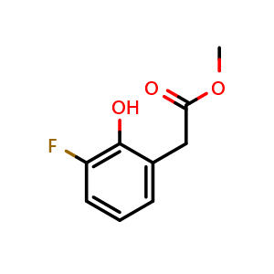 Chemical structure of Methyl 2-(3-Fluoro-2-hydroxyphenyl)acetate , CAS 628330-77-8, AChemBlock AD276913