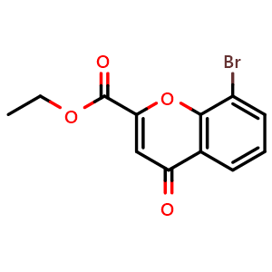 Chemical structure of Ethyl 8-bromo-4-oxo-4H-chromene-2-carboxylate , CAS 115237-23-5, AChemBlock AD276925