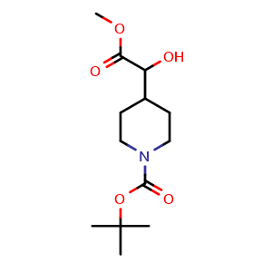 Chemical structure of Methyl 2-(1-Boc-4-piperidyl)-2-hydroxyacetate , CAS 2120439-13-4, AChemBlock AD276927