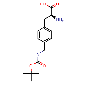 Chemical structure of (S)-2-Amino-3-[4-[(Boc-amino)methyl]phenyl]propanoic acid , CAS 265321-42-4, AChemBlock AD276939