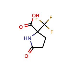 Chemical structure of 5-Oxo-2-(trifluoromethyl)pyrrolidine-2-carboxylic acid , CAS 129398-41-0, AChemBlock AD276941