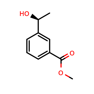 Chemical structure of Methyl (S)-3-(1-Hydroxyethyl)benzoate , CAS 1459711-61-5, AChemBlock AD276946