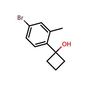 Chemical structure of 1-(4-Bromo-2-methylphenyl)cyclobutan-1-ol , CAS 1467060-73-6, AChemBlock AD276954