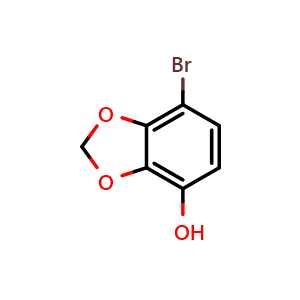 Chemical structure of 7-Bromobenzo[d][1,3]dioxol-4-ol , CAS 1609581-67-0, AChemBlock AD276967