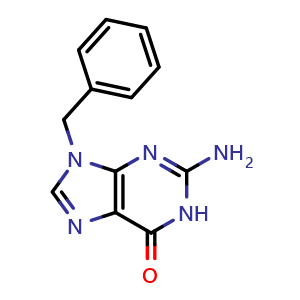 Chemical structure of 2-amino-9-benzyl-1,9-dihydro-6H-purin-6-one , CAS 14937-72-5, AChemBlock AD276975